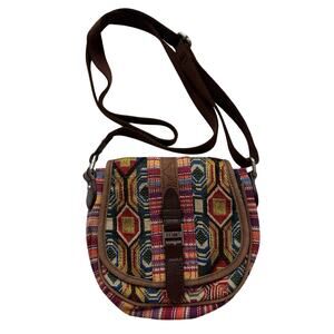 TOMS Multi Pattern Mix Departure Cotton Canvas Crossbody Purse BOHO Festival